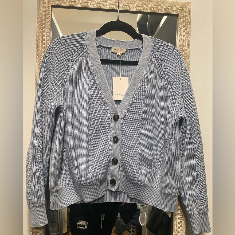 DEMYLEE New York Light Blue Cotton Cardigan, NWT, Size XS